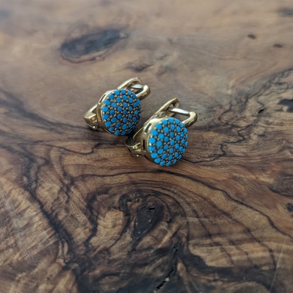 【Turkish handmade Earrings】925 Sterling Silver Gemstone Turkish Turquoise